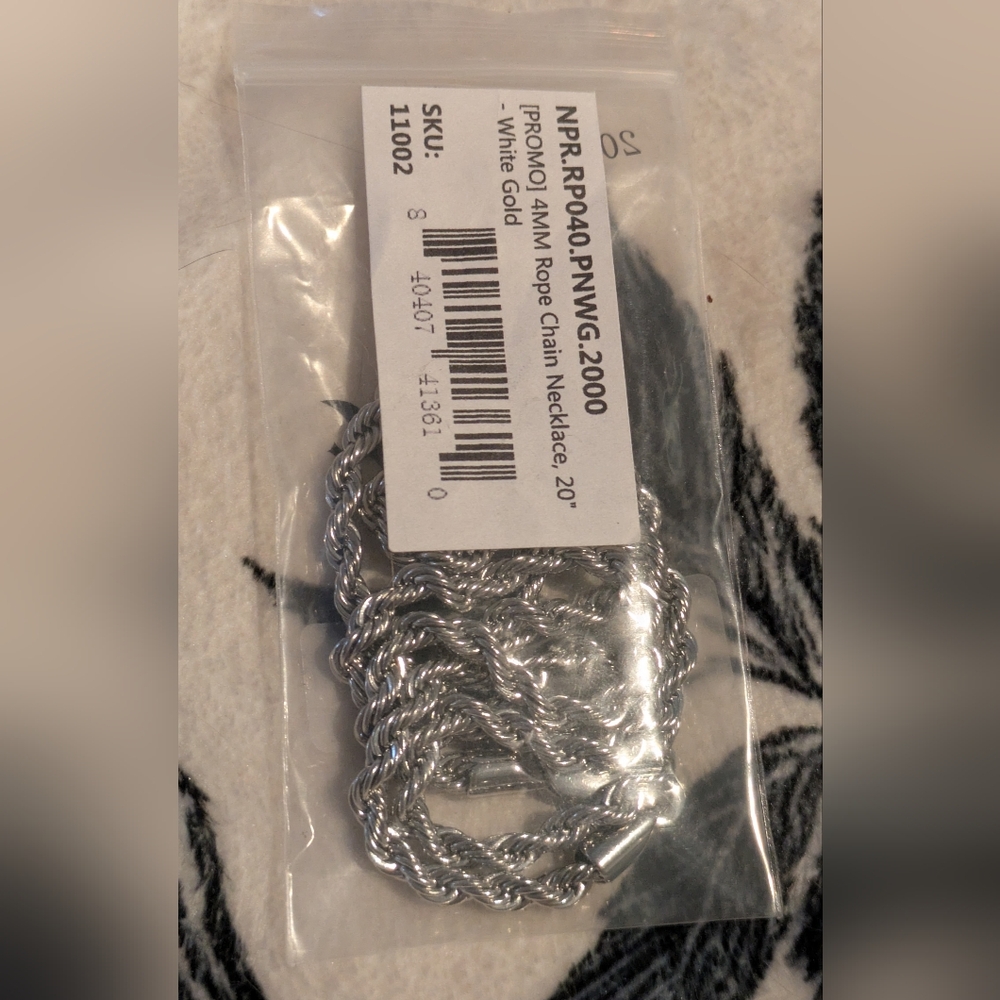 GLD White Gold 4mm 20' Rope Chain - Picture 2 of 5
